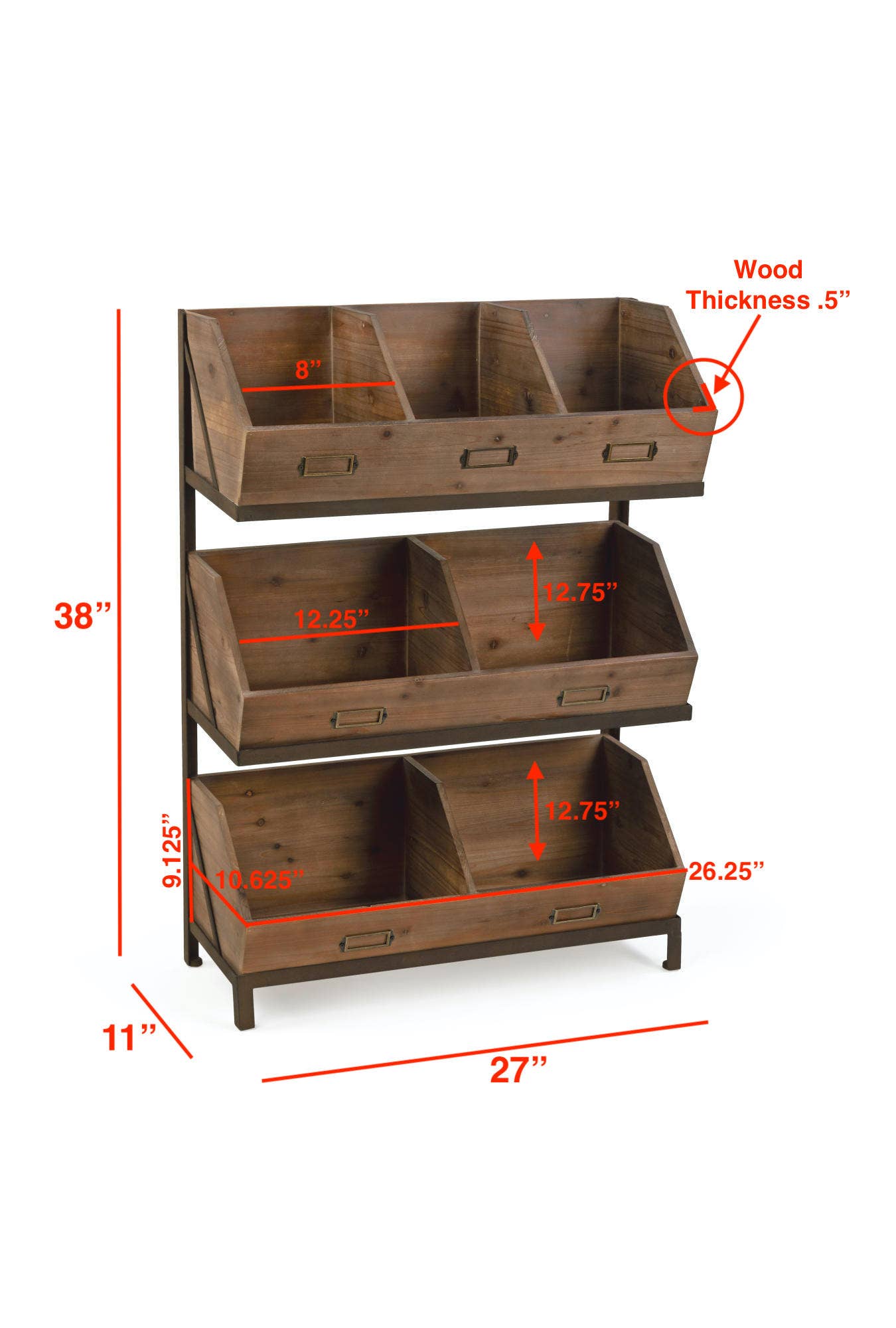 Tripar International - Wholesale Retailer Display Stand/Case - Industrial Wooden Bin Organizer with 7 bins8