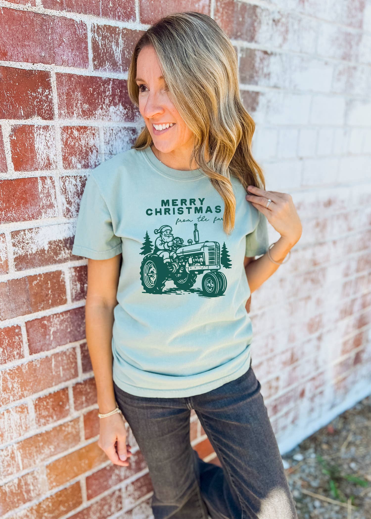 Lemon Lorraine's LLC - Wholesale Screen Printed T-Shirt - Women's - MERRY CHRISTMAS FARM - Graphic Tee3