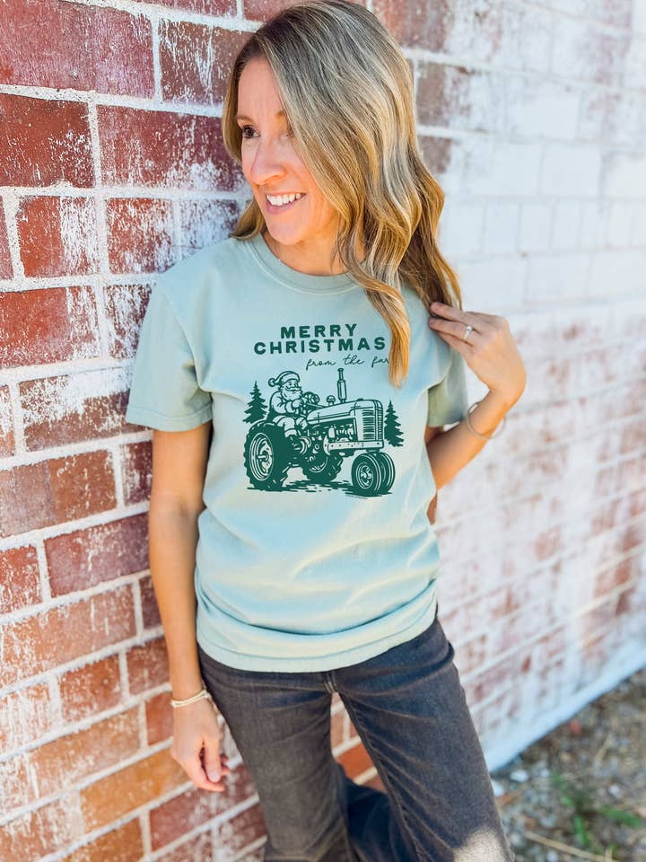 Lemon Lorraine's LLC - Wholesale Screen Printed T-Shirt - Women's - MERRY CHRISTMAS FARM - Graphic Tee3