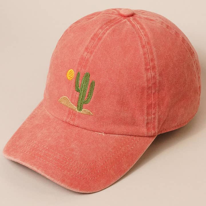 Fashion City - Vente Casquette de baseball – femme - Casquette de baseball en coton brodé Cactus