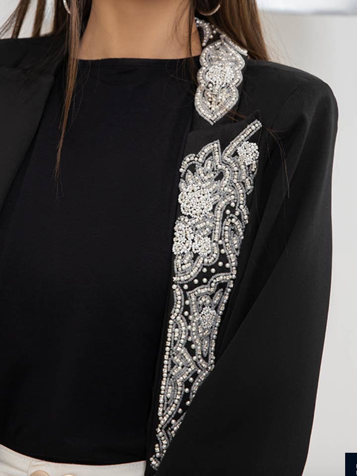 Stylish Crop Blazer with pearl embellishment for wholesale by MANTRA