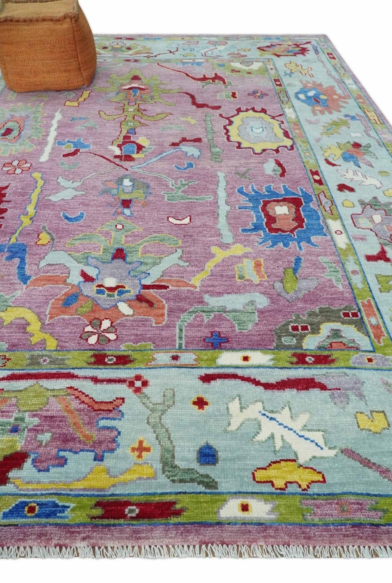 The Rug Decor, Inc. - Wholesale Area Rug - Ready to Ship Pink Modern Oushak Rug Wool Blue Colorful Hand knotted Area Rug2