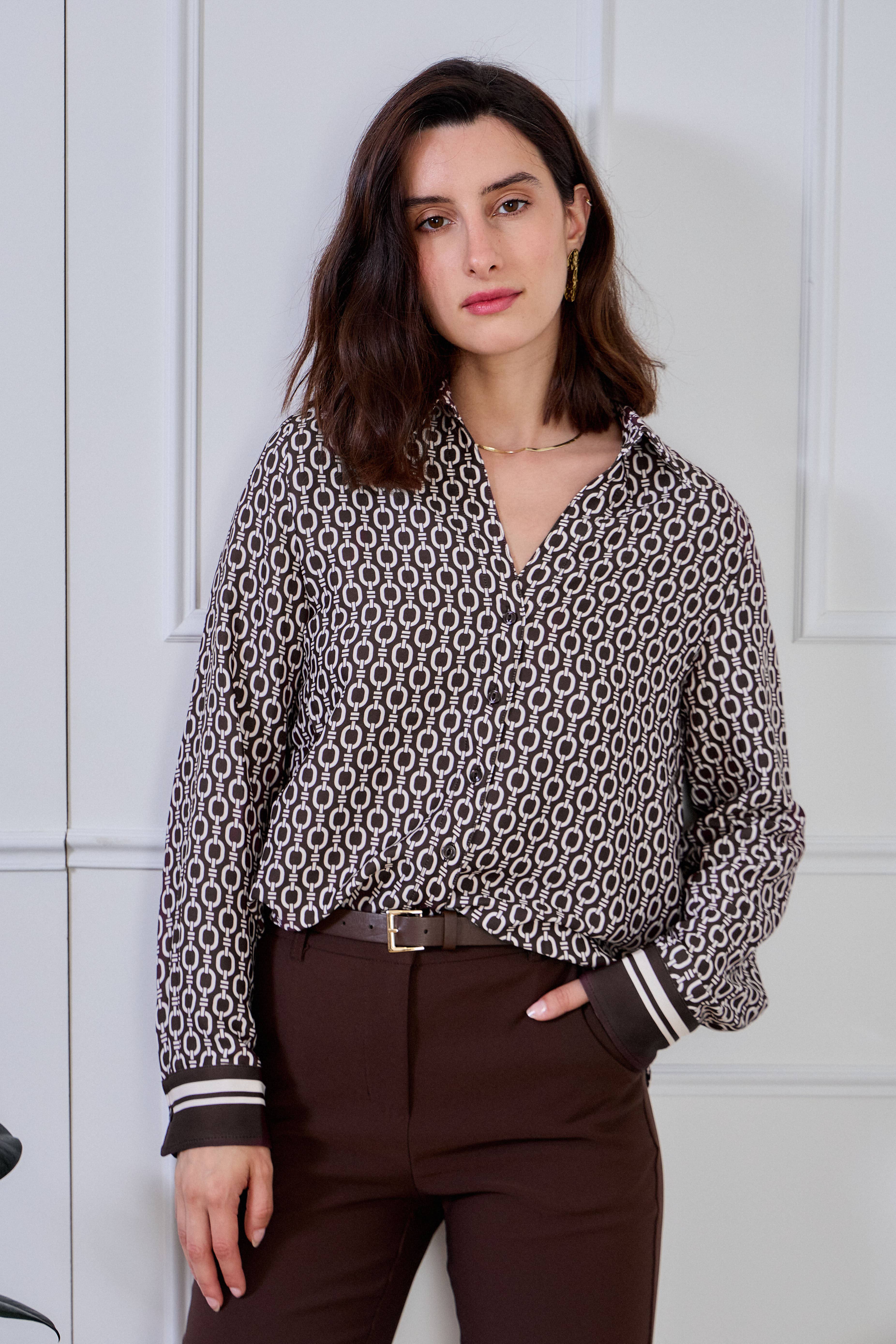 LULUMARY - Wholesale Overhemd met knopen - Dames - Kettingprint overhemd CH352A10