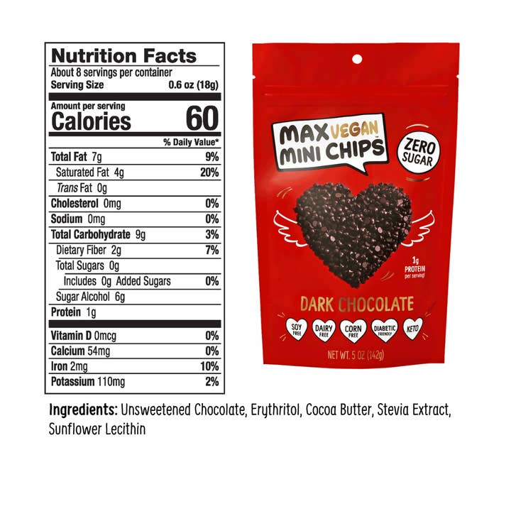 Max Sweets - Wholesale Chocolate Covered Sweets - VEGAN Dark Chocolate Chips - Sugar Free Chocolate