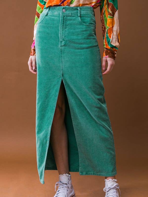 FLYING TOMATO - Wholesale Skirt – Women’s - A washed corduroy midi skirt - IK75660