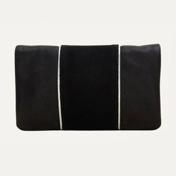 Riemtas met zwarte suède streep en zilveren biezen The Amy voor wholesale door Paulyjen