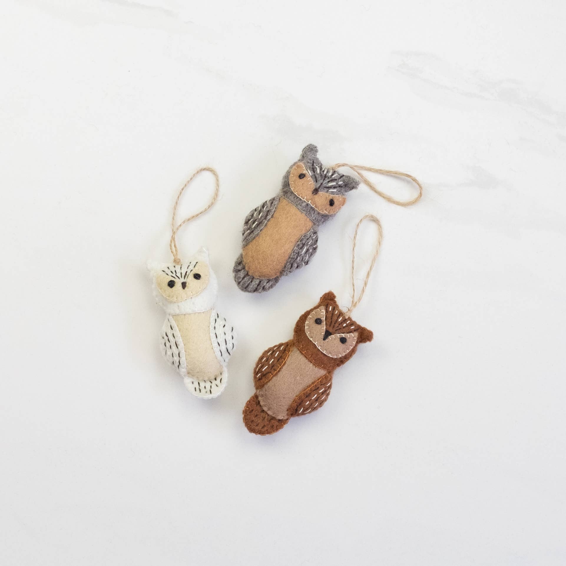 The Winding Road - Wholesale Ornament - Ornament - Owl Natural - 3 Assorted Colors