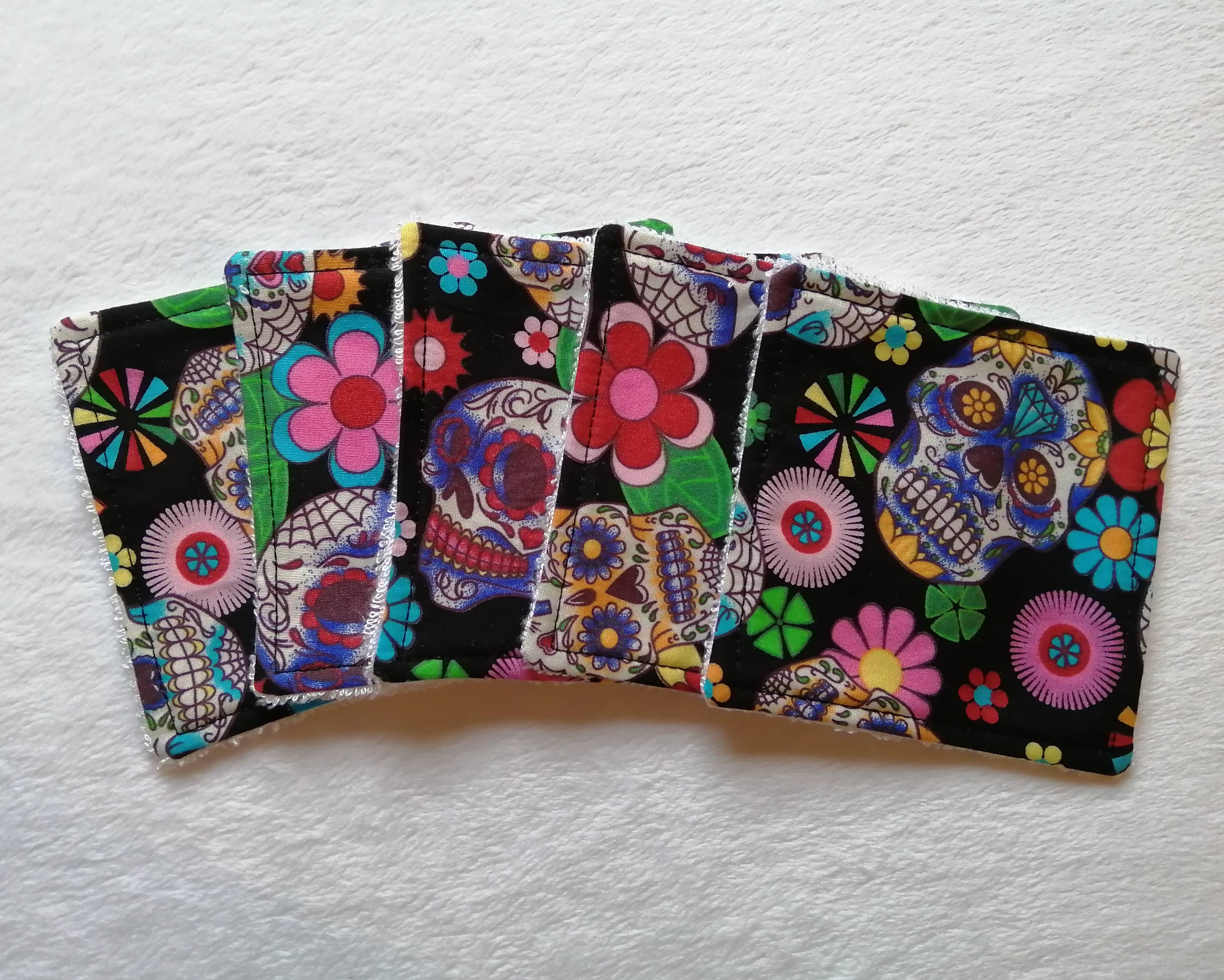 Hannah and me – Toalhetes para rosto e corpo por atacado – Toalhetes de bambu com caveiras de açúcar, panos de rosto reutilizáveis1