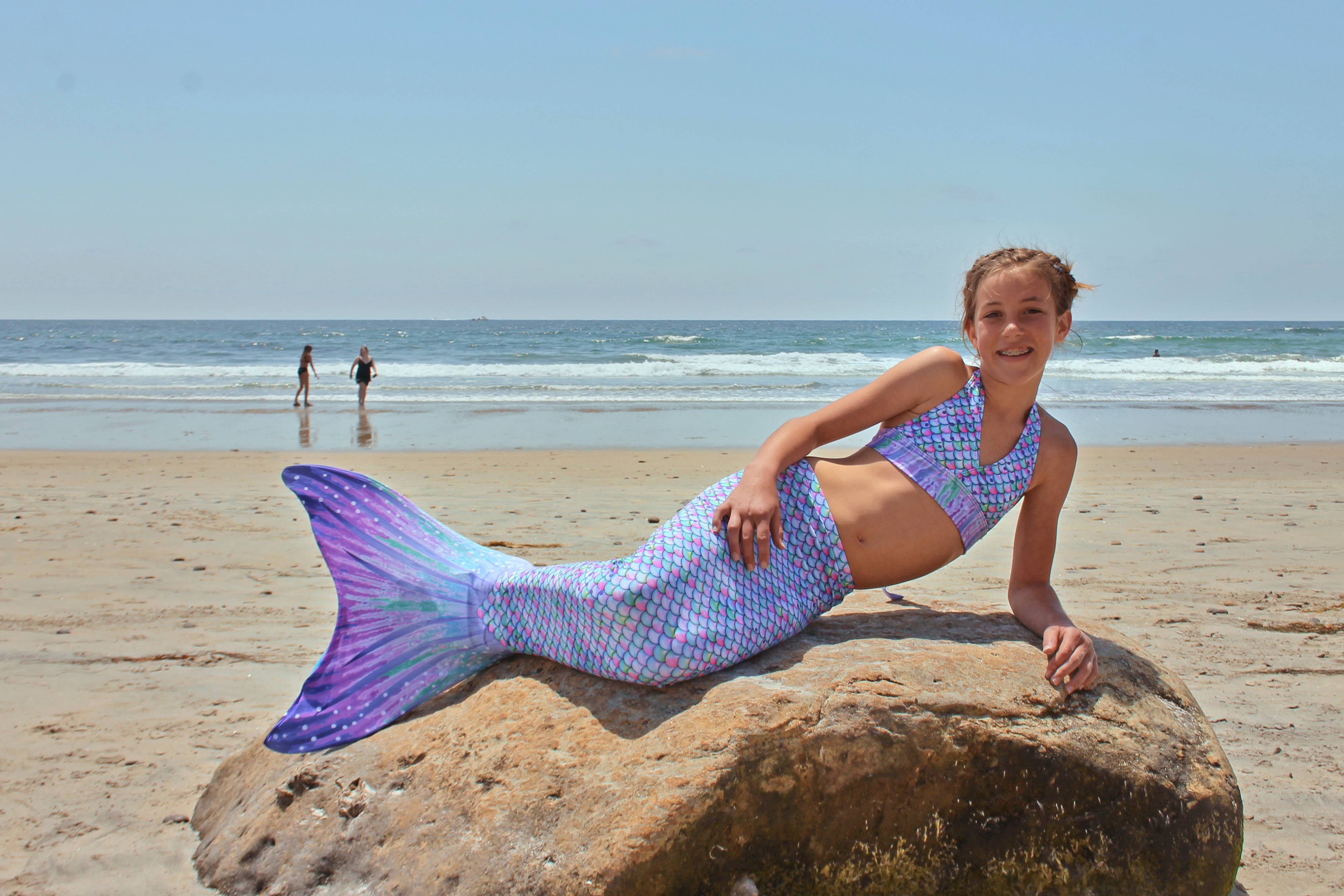 Sun Tail Mermaid - Wholesale Beach/Pool Toy - Kids & Baby - Aurora Borealis Mermaid Tail + Lavender Monofin Set for kids, girls, teens, and women (pool toy)4