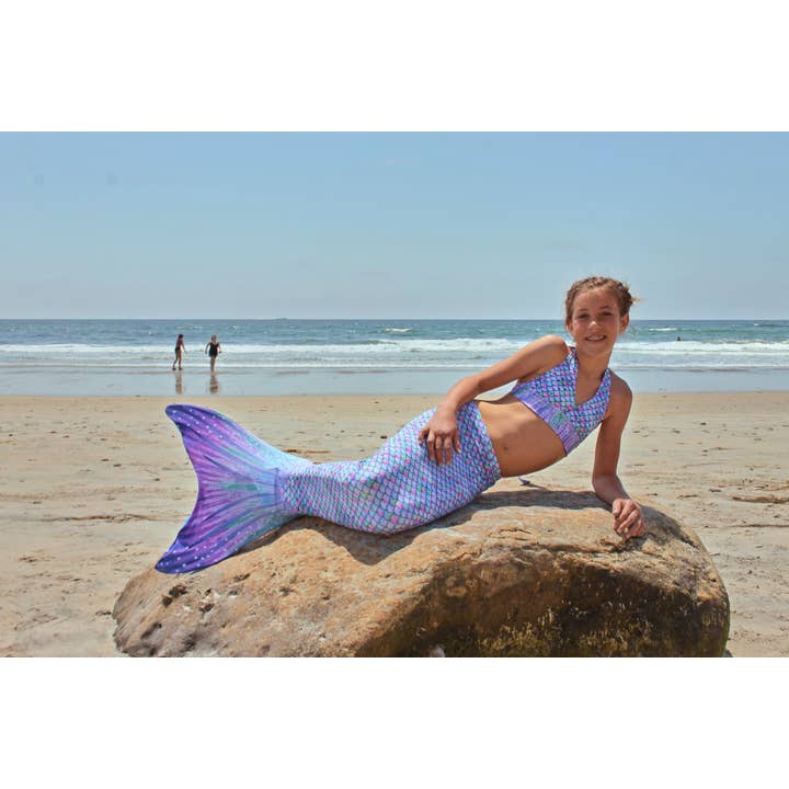 Sun Tail Mermaid - Wholesale Beach/Pool Toy - Kids & Baby - Aurora Borealis Mermaid Tail + Lavender Monofin Set for kids, girls, teens, and women (pool toy)4