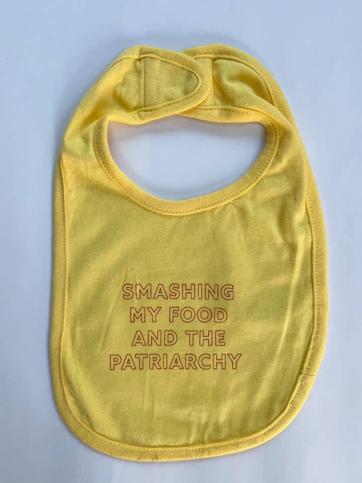 Smashing My Food and the Patriarchy Baby Bib for wholesale by Overseasoned