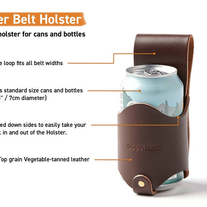 Oopsmark - Wholesale Heuptasje - Heren - Holster met leren bierriem