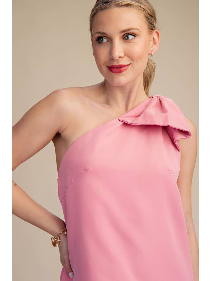 Glam - Wholesale Dress - Women's - Bow One Shoulder Mini Dress7