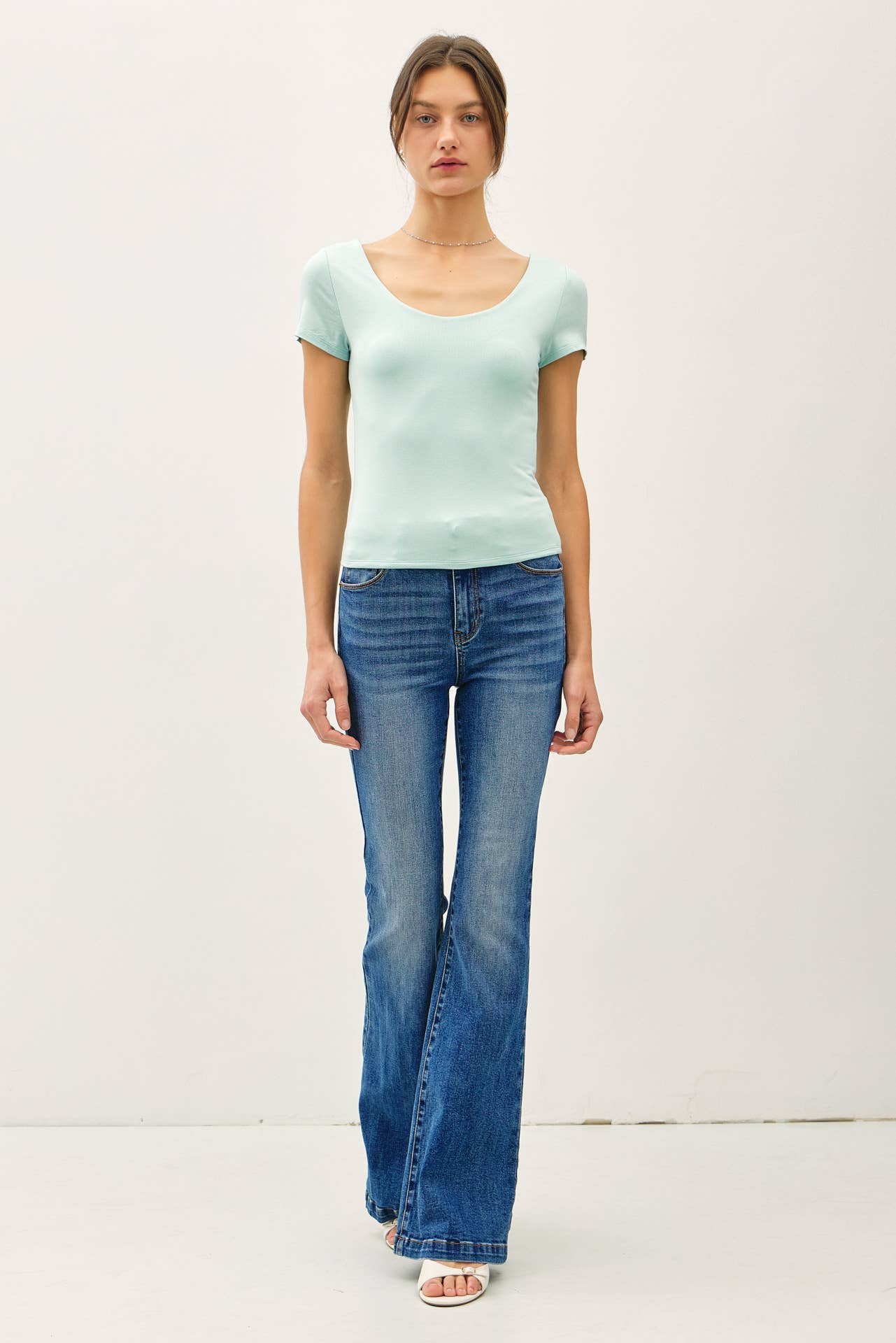 Be Cool - Wholesale T-Shirt - Women's - [SOFT CORE] BASIC DOUBLE LINED SCOOP NECK CAP SLEEVE TOP 18