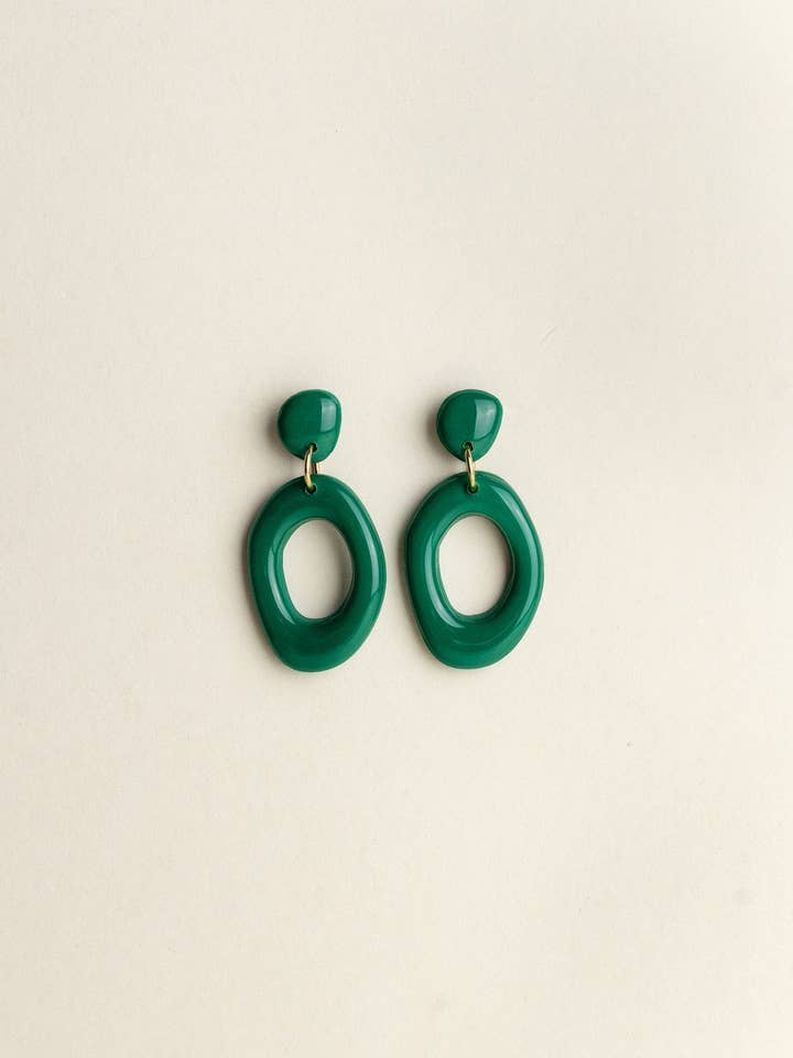 Earrings Elin - Emerald for wholesale by Van Schaaijk Studio