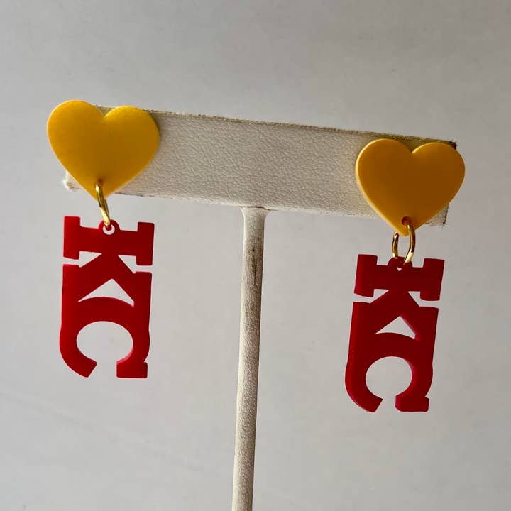 Elby Designs - Vente Boucles d'oreilles pendantes - Boucles d'oreilles KC Letter, boucles d'oreilles Kansas City, boucles d'oreilles Chiefs0