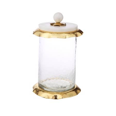 CLASSIC TOUCH DECOR INC. - Wholesale Canister Set - Set of 3 Glass Canister With Marble And Gold Lid