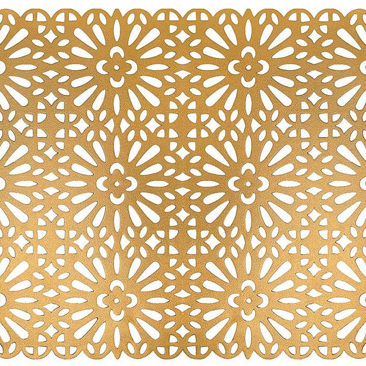 Conjunto de 4 Bases de Mesa Retangulares com Motivo de Flores em Dourado por atacado de JO & PA