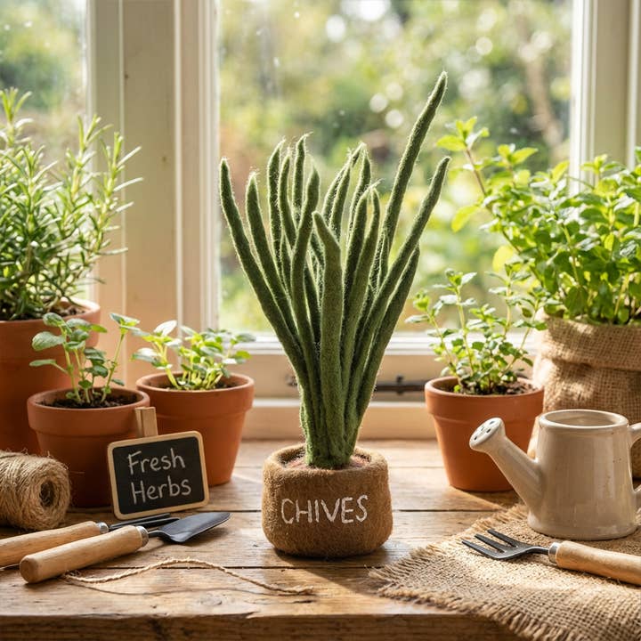 Felt So Good – wholesale Decorative tabletop object – Handmade Felt Herbs Standing Decoration Variety8