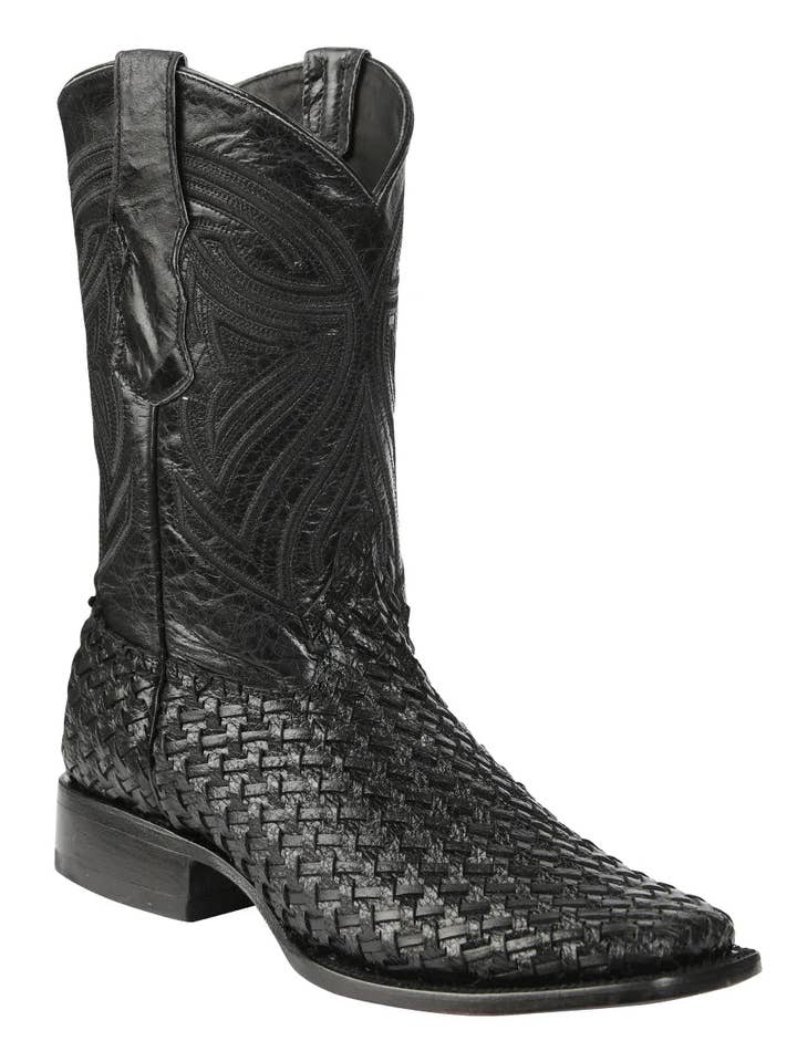 El General Men's Leather Rodeo Boots Petatillo Black Mod. 45096 for wholesale by Conejo Western Wear