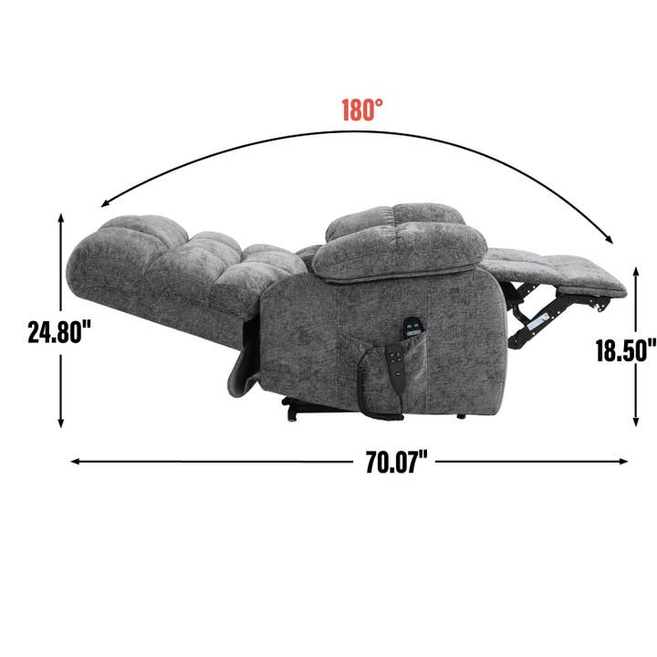 Orange County Decor - Wholesale Chair - Lift Recliner Chair Heat Massage Dual Motor Infinite Position Up To 350 Lbs Large Electric Power Lift Recliners With Power Remote, Medium Firm And Heavy Duty, Grey White Metal Primary Living Space
