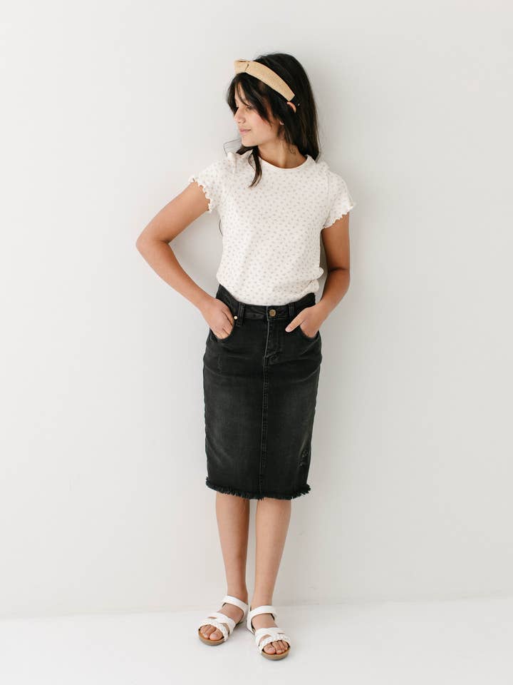 The Main Street Exchange - Wholesale Skirt - Kids - 'Nala' Girl Distressed Denim Skirt10