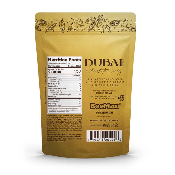 I Got Your Candy - Wholesale Chocolate Covered Sweets - Dubai Chocolates Cones Tiny Bites with Kadayif & Pistachio Cream 4.24oz 1/12ct1