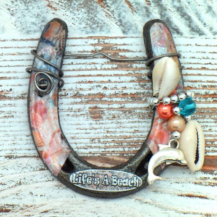 Little Lucky Horseshoe- Coastal/Nautical Life's a Beach for wholesale by The Lucky Horse Company