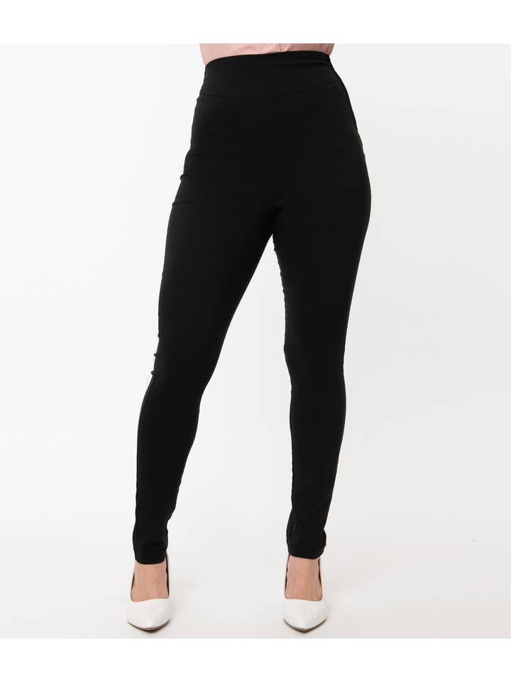Unique Vintage - Wholesale Pants - Women's - UV 1950s Black High Waist Rizzo Cigarette Pants