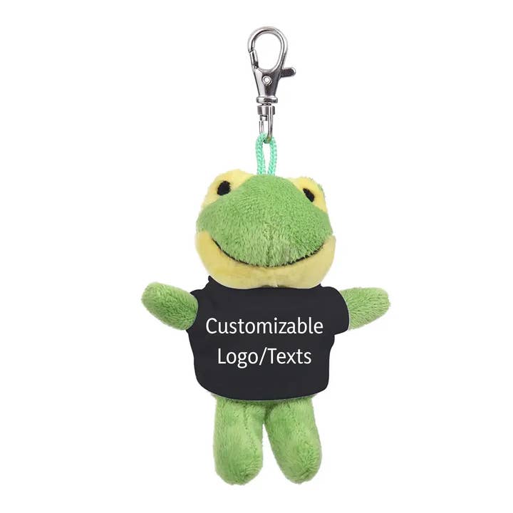 4" Keychain - Frog with customized shirt for wholesale by Plushland