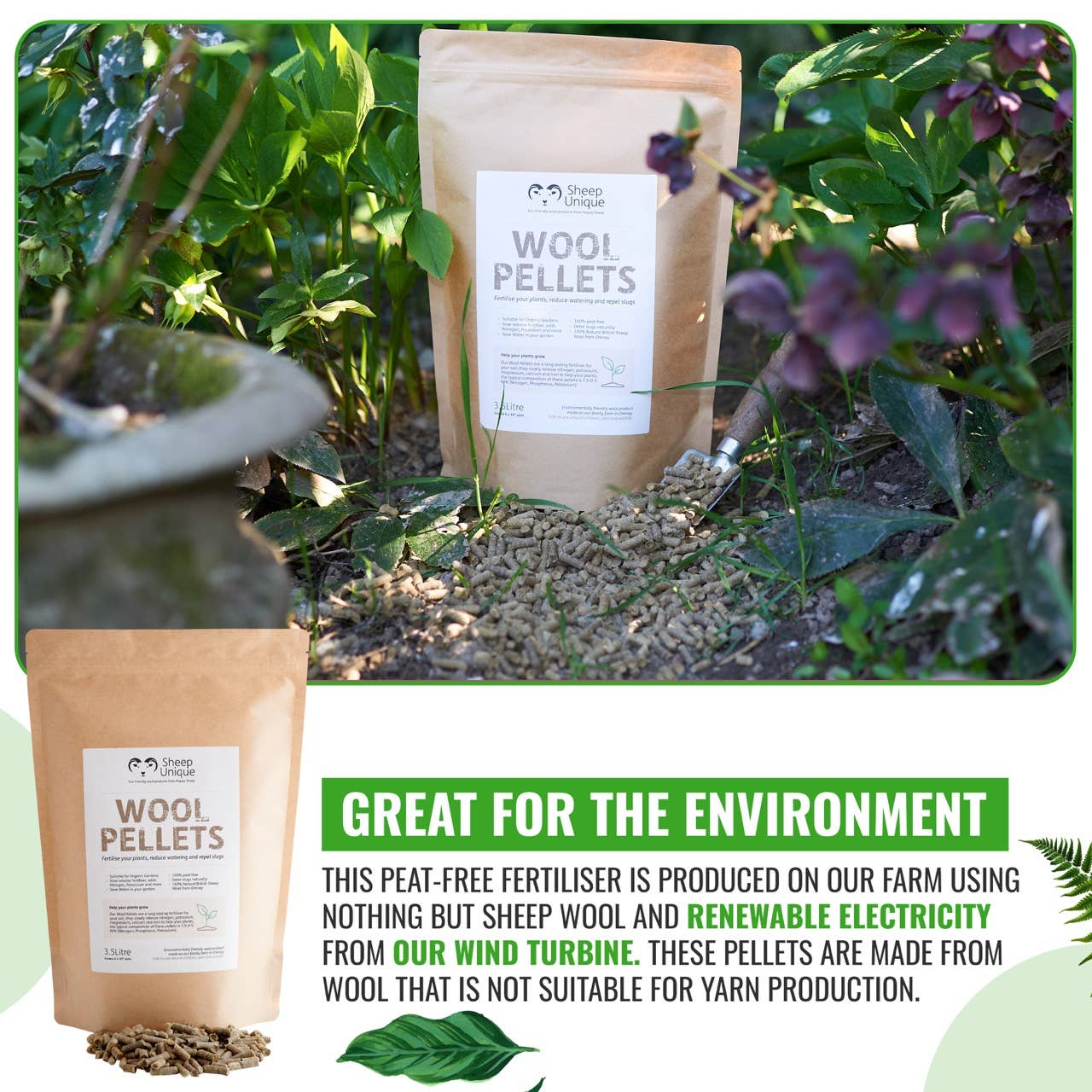 Sheep Unique – wholesale Planting/potting soil – Garden Wool Pellets - Natural Fertiliser Eco, Peat-Free 3.5L3