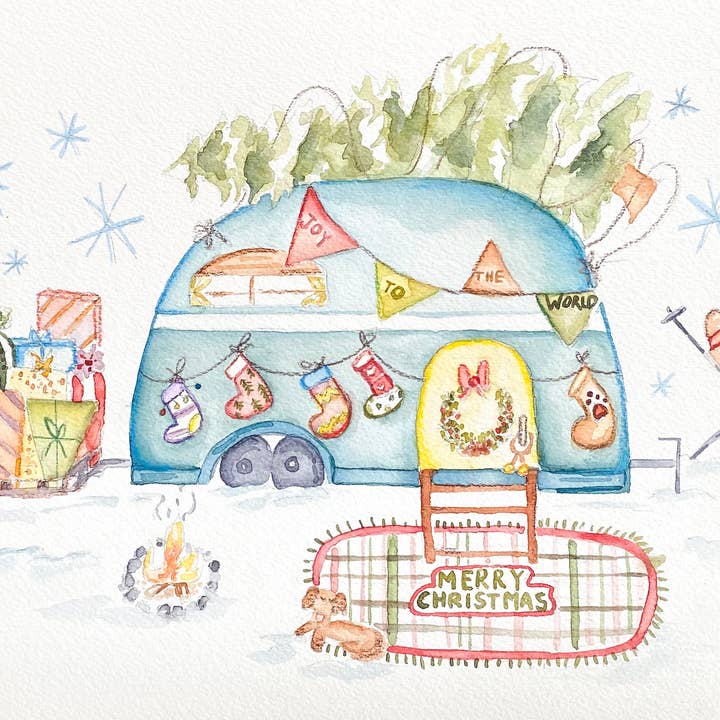 "Happy Camper" Seasonal Print for wholesale by Beth Suter Art
