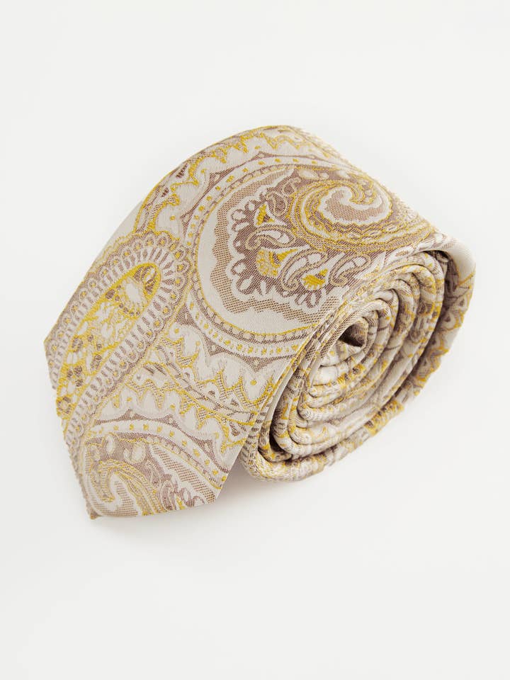 Paisley Latte Silk Tie for wholesale by Knottery & Co.