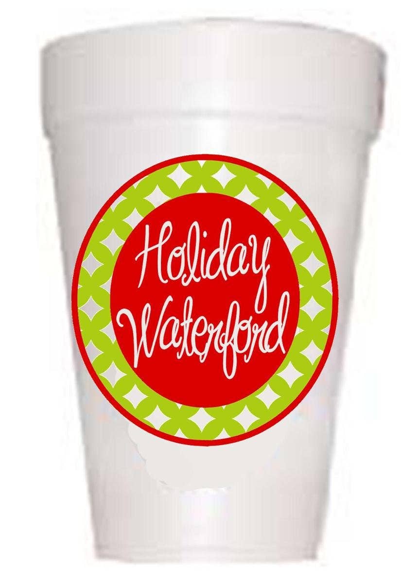 Preppy Mama - Wholesale Disposable Cup - Waterford Styrofoam Cups - Holiday Design - 16 oz1