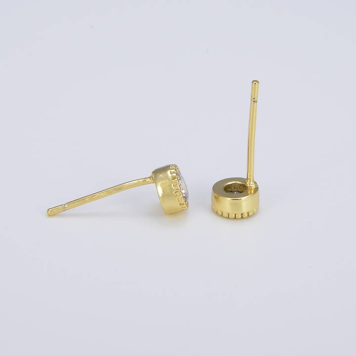 Beads Creation - Wholesale Stud/Post Earrings - Dainty Micro Pave CZ Stud Earrings in Gold Filled, ER1811
