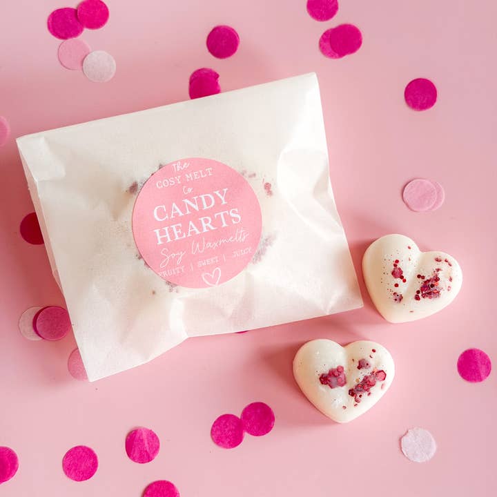 Candy Hearts Wax Melts for wholesale by The Cosy Melt Co.
