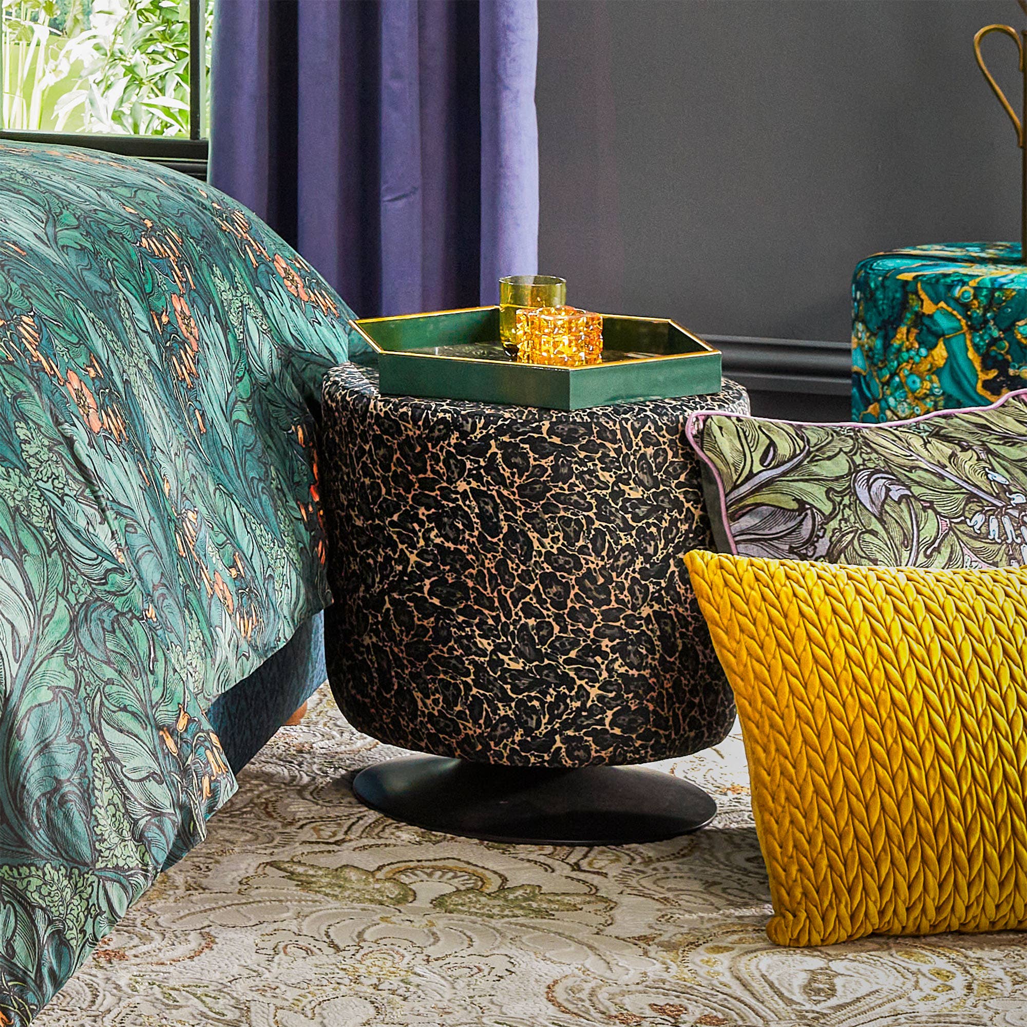 Febland – wholesale Stool – Laurence Llewelyn-Bowen's Swivel Stool-Roxy Leopard1