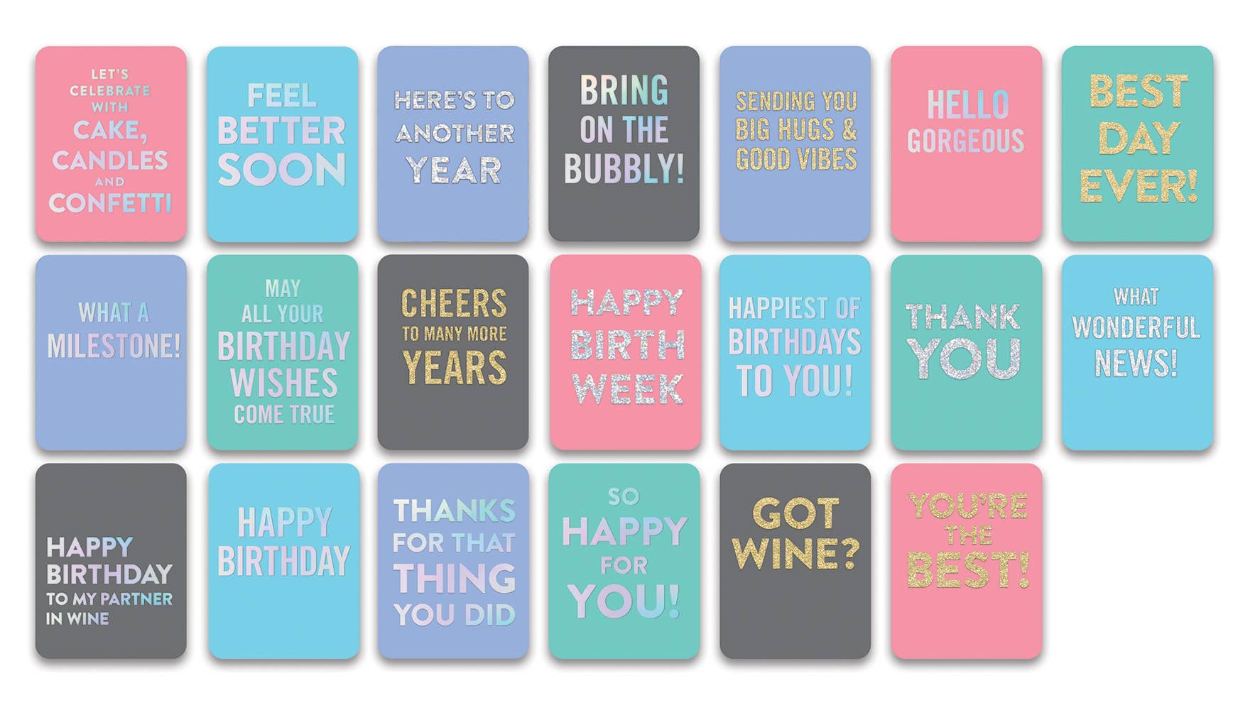 Studio Oh! - Wholesale Everyday Greeting Card - All-Occasion Greeting Card Assortment - Silver Glitter1