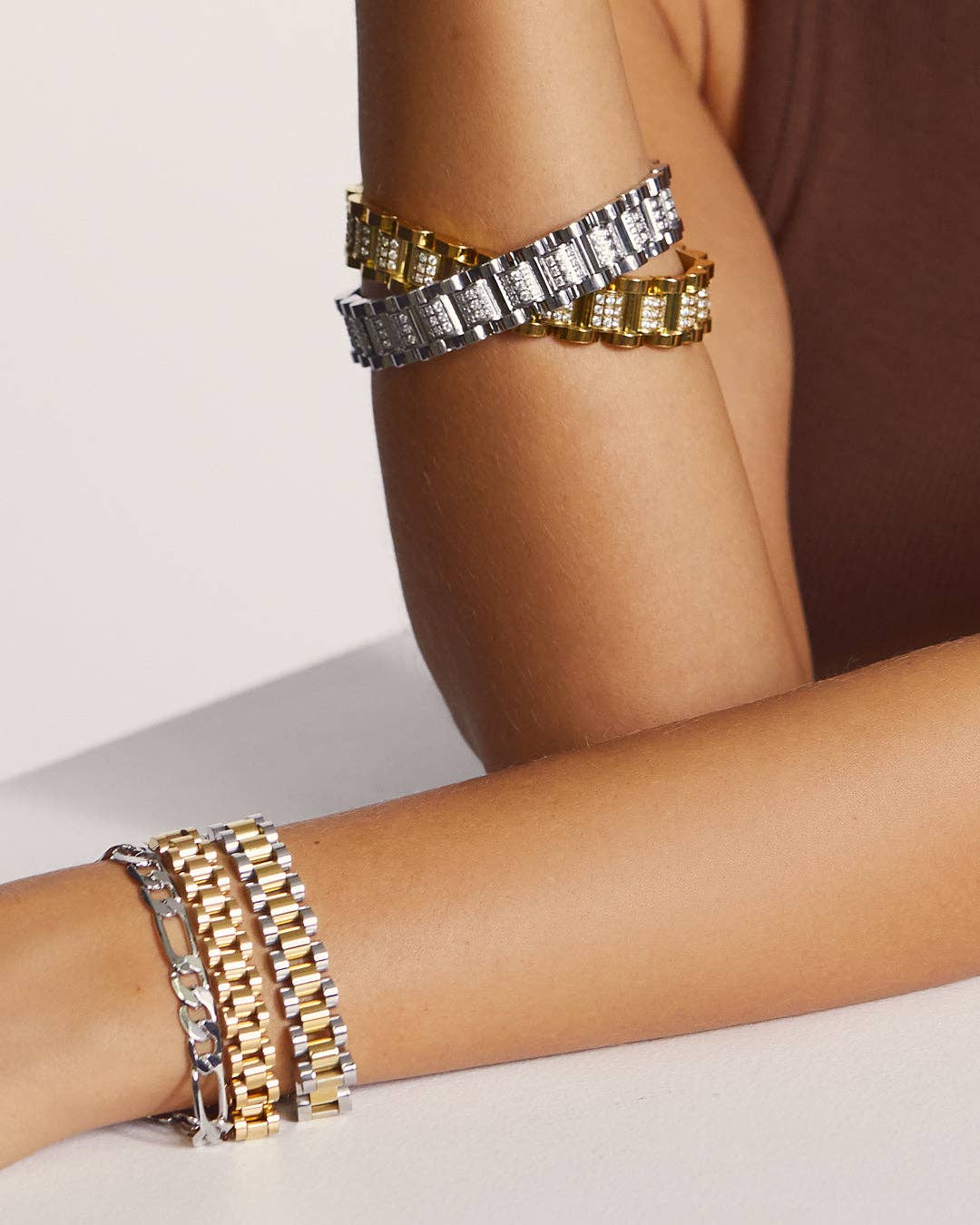 Luv AJ - Wholesale Link & Chain Bracelet - Two-toned Timepiece Bracelet8