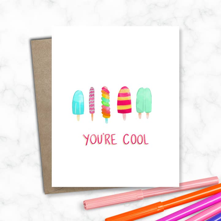 Carte d'amitié - Sucettes glacées pour la vente par Katie Stack Illustrates