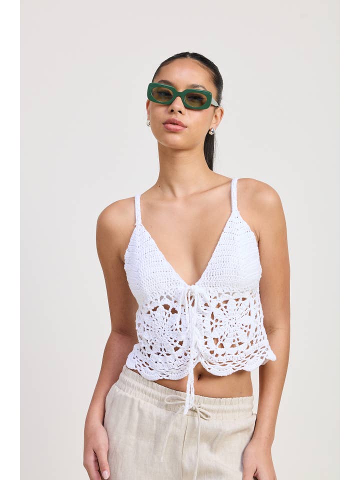 White CROCHET LACE TOP for wholesale on Faire