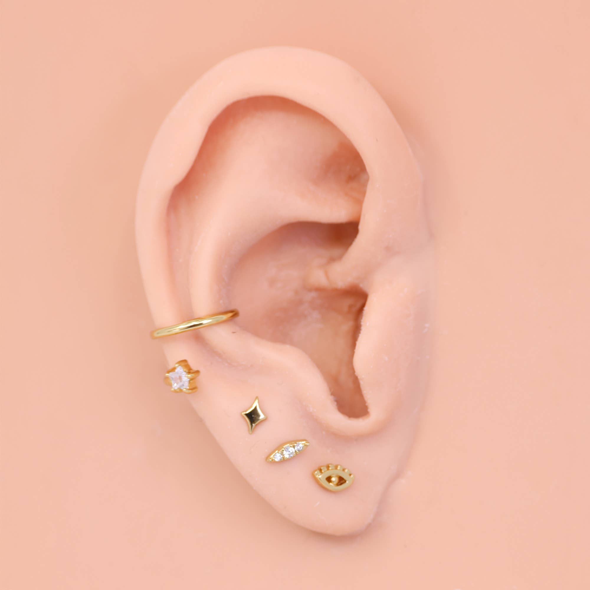 The Land of Salt - Wholesale Stud/Post Earrings - Evil Eye Stud Earring in Gold4