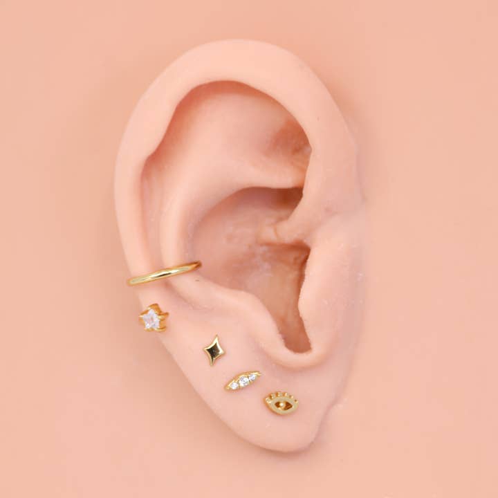 The Land of Salt - Wholesale Stud/Post Earrings - Evil Eye Stud Earring in Gold4