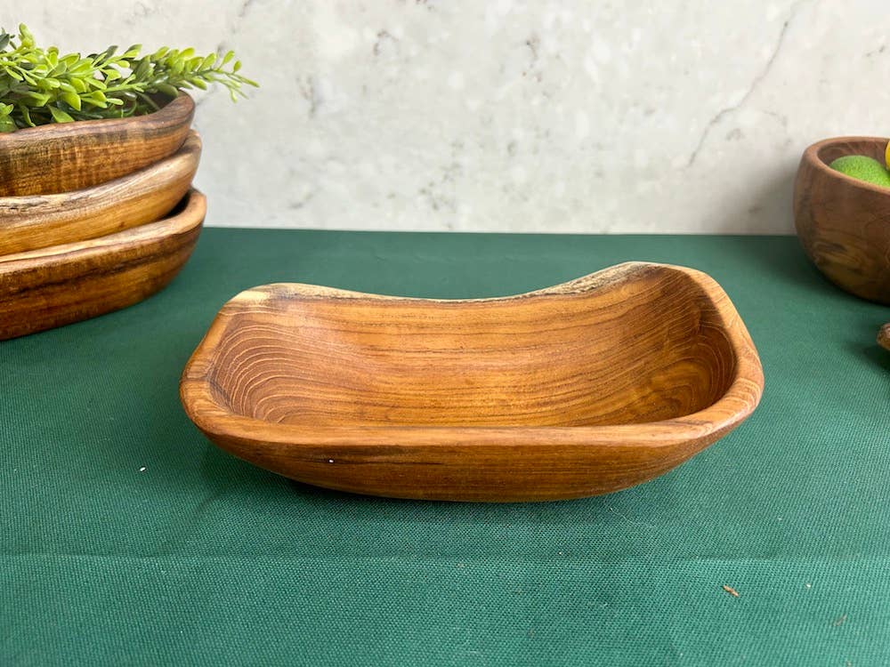 Tuckahoe Hardwoods - Wholesale Bowl - Salvaged Teak Root Oval Rustic Bowls - Hand Carved - Small7
