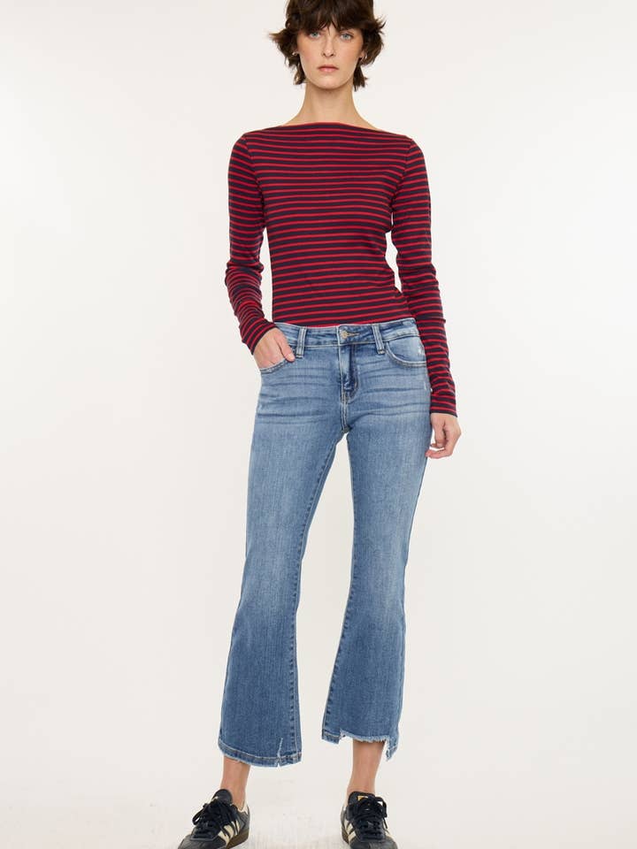 MID RISE CROP FLARE-KC20058M for wholesale by Kan Can USA