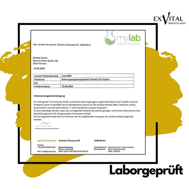 EXVital - Wholesale Oral Supplement/Vitamin - Vitamin D3 – 25 μg per drop - Laboratory tested - 50ml7