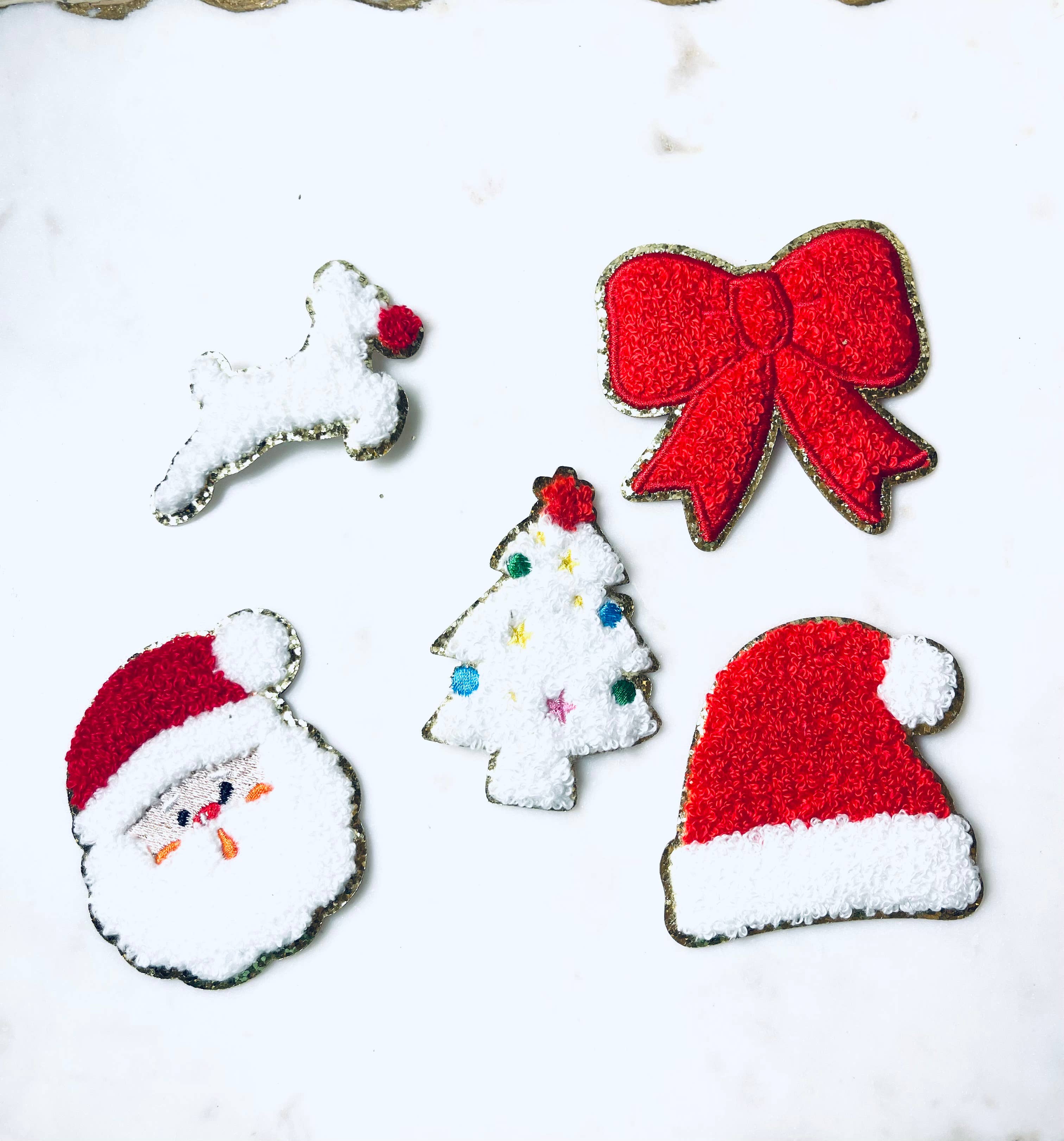 2pcs Christmas Chenille Patch, Garland Patches, Santa Claus Patch,  Gingerbread Man Patch, Self Adhesive Patches 