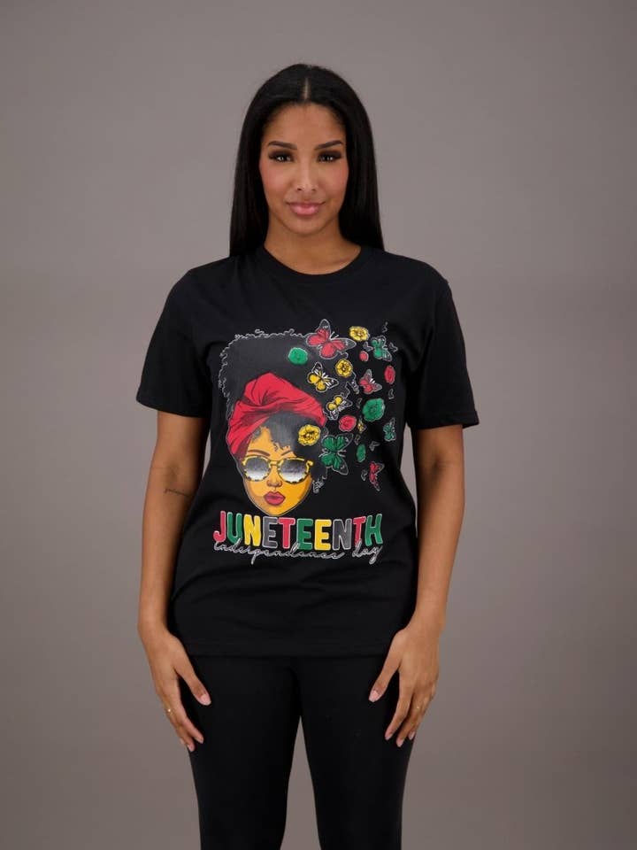 Nero T-shirt Juneteenth Butterfly JT-2411 in vendita all'ingrosso su Faire0