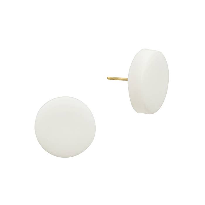 What's Hot – wholesale Solitärörhängen – Liten vit cirkel Stud lera örhänge