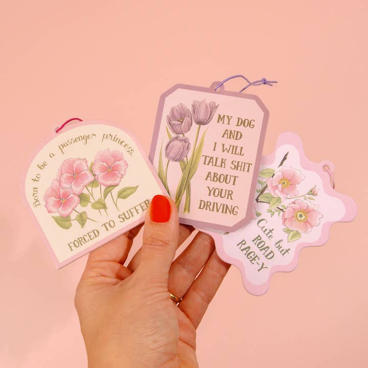 Naughty Florals - Wholesale Air Freshener - Cute But Road Rage-y Air Freshener- Lavender Scented